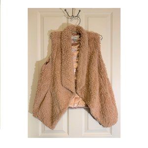 Faux fur open front vest coat